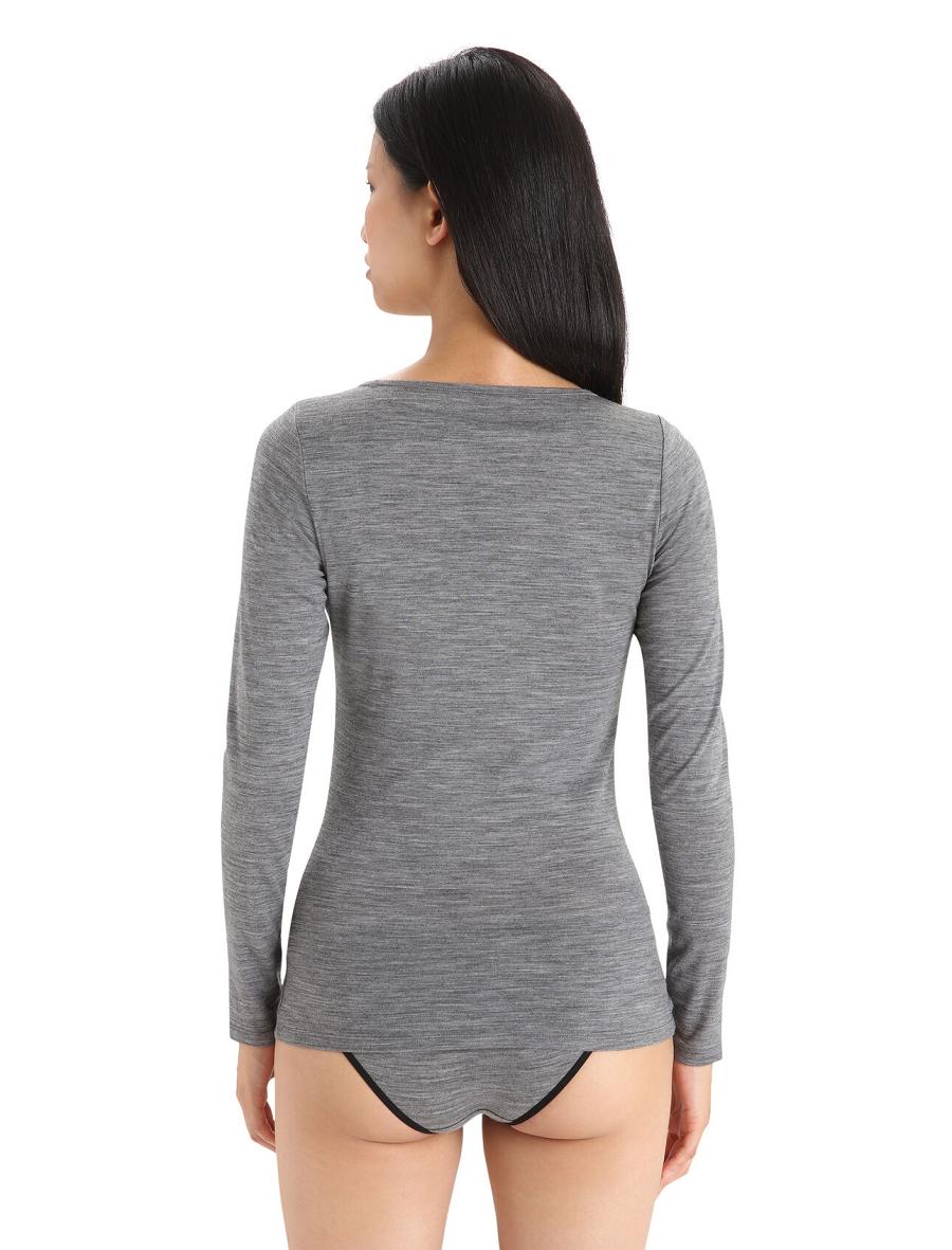 Bielizny Icebreaker Merino Siren Long Sleeve Sweetheart Top Damskie Szare | PL 1257UZGT